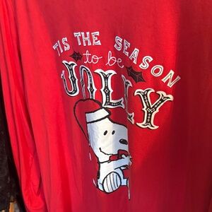 Peanuts Red Snoopy Pajama Top and bottoms